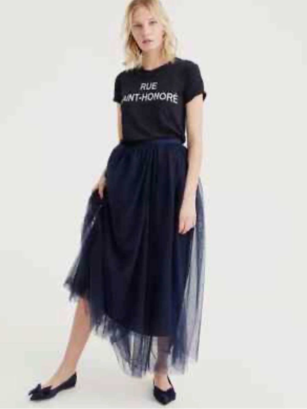 J Crew Women's Navy Tulle Maxi Skirt